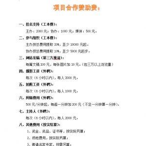 项目合作赞助费收取标准