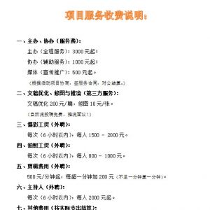 项目合作服务费收取标准